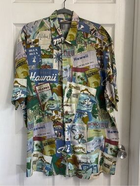 Mimi Spirit Hawaii Print Short-Sleeve Camp Shirt Multicolor XXL